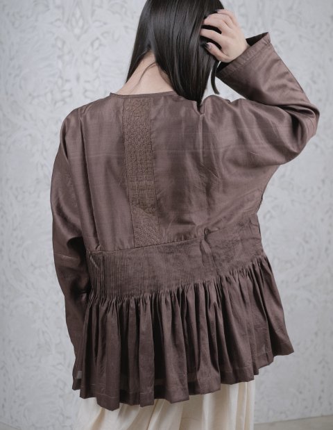 BUNON / Embroidery Cache-coeur Blouse (Chocolate)