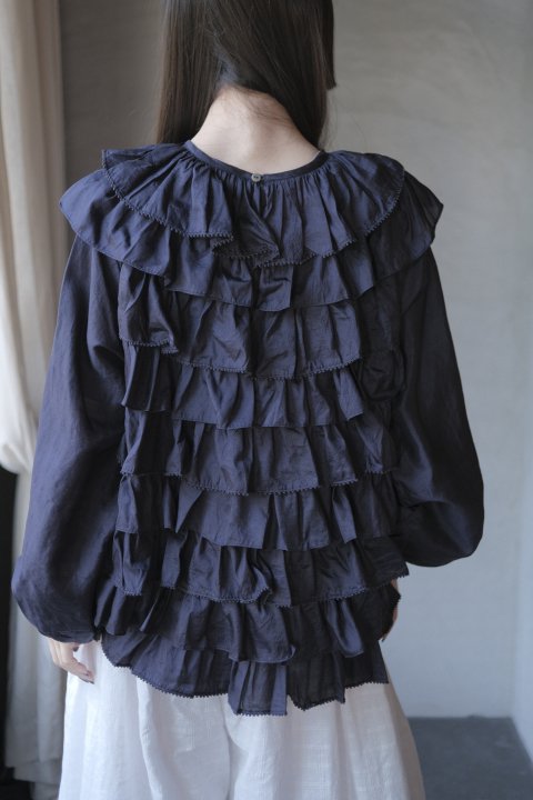 BUNON / Layered Ruffle Blouse (Navy)