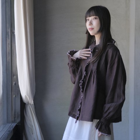 BUNON /  Embroidery Frill Blousebrown