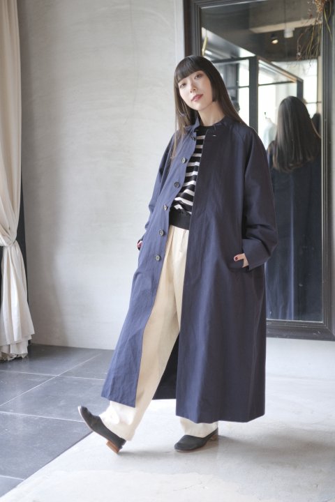 <img class='new_mark_img1' src='https://img.shop-pro.jp/img/new/icons14.gif' style='border:none;display:inline;margin:0px;padding:0px;width:auto;' />atelier naruse / cotton-hemp stand collar coat (Navy)