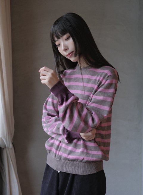 <img class='new_mark_img1' src='https://img.shop-pro.jp/img/new/icons14.gif' style='border:none;display:inline;margin:0px;padding:0px;width:auto;' />atelier naruse / Cotton wool border knit (Pink)