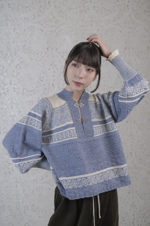 <img class='new_mark_img1' src='https://img.shop-pro.jp/img/new/icons14.gif' style='border:none;display:inline;margin:0px;padding:0px;width:auto;' />ASEEDONCL&#214;UD / Foggy nordic knit blouse (Blue)		