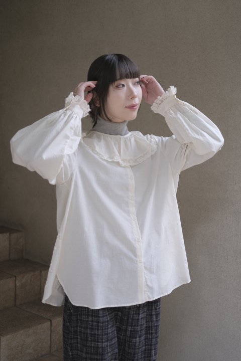 <img class='new_mark_img1' src='https://img.shop-pro.jp/img/new/icons14.gif' style='border:none;display:inline;margin:0px;padding:0px;width:auto;' />H&#233;riter / lace fril collar blouse