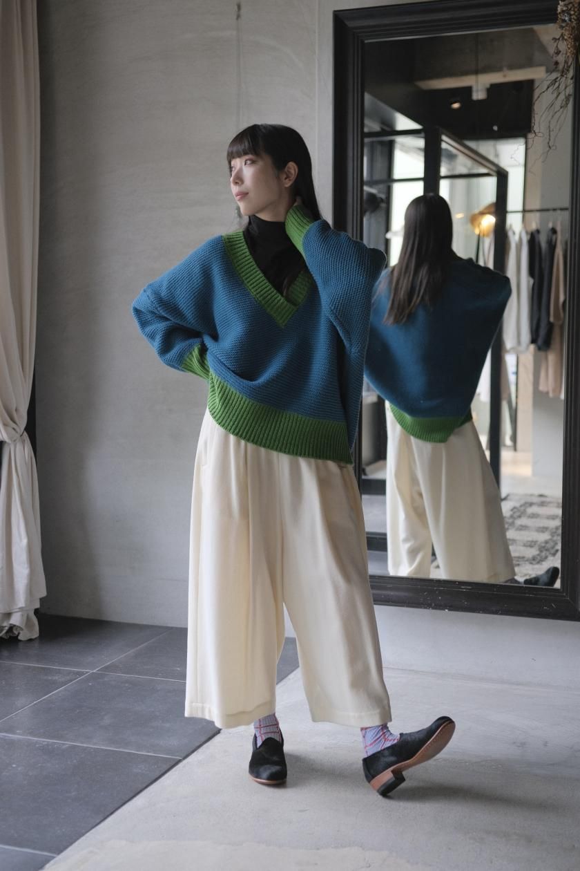 高評価！ i b a c - ウールVネックニット | naruse atelier n t e ニット+セーター