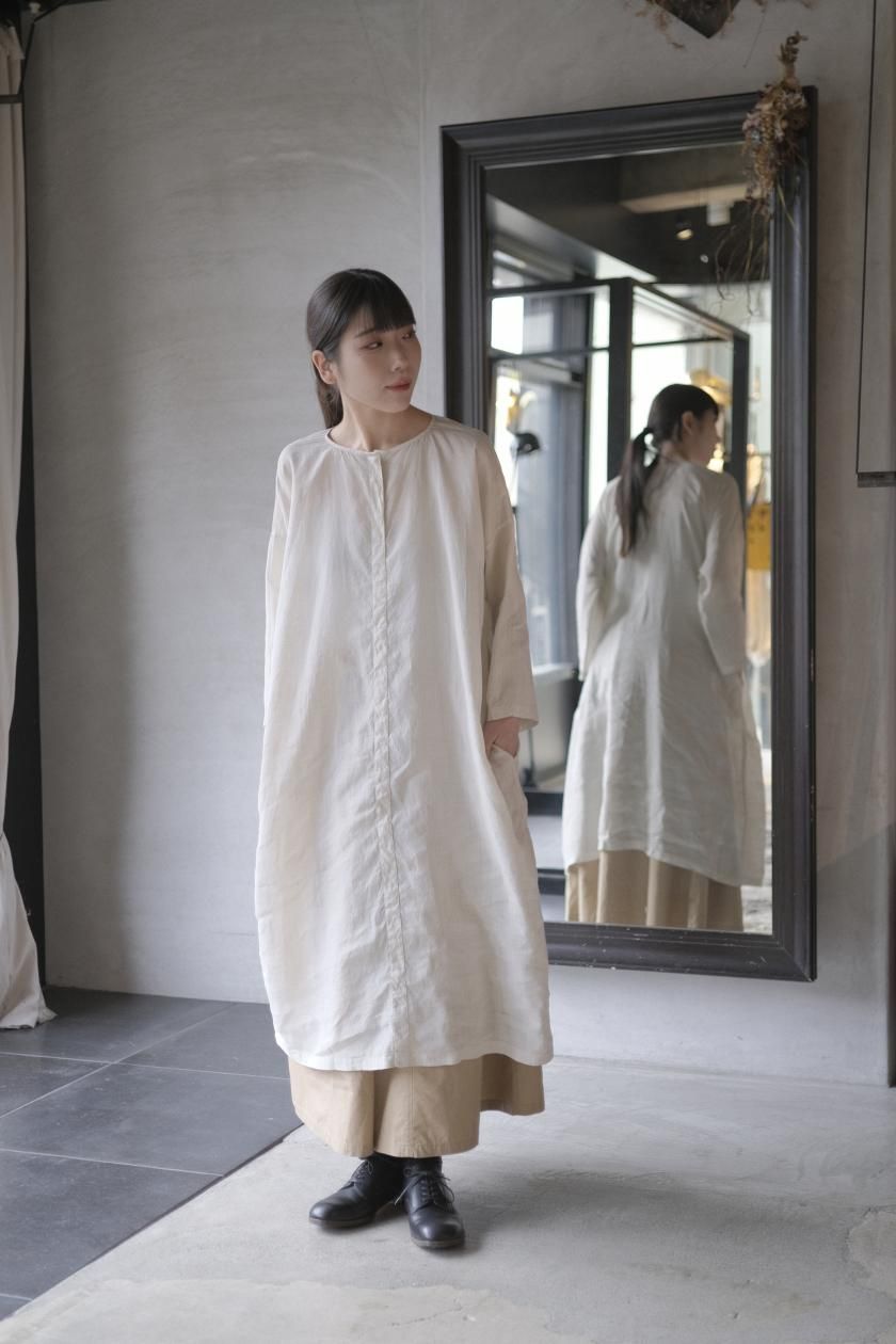 MITTAN ミータン　麻　リネン　絹　シルク　ロング　ドレス　ワンピース MITTAN | 綾織絹麻ワンピース - c a b i n e t O N L I N E