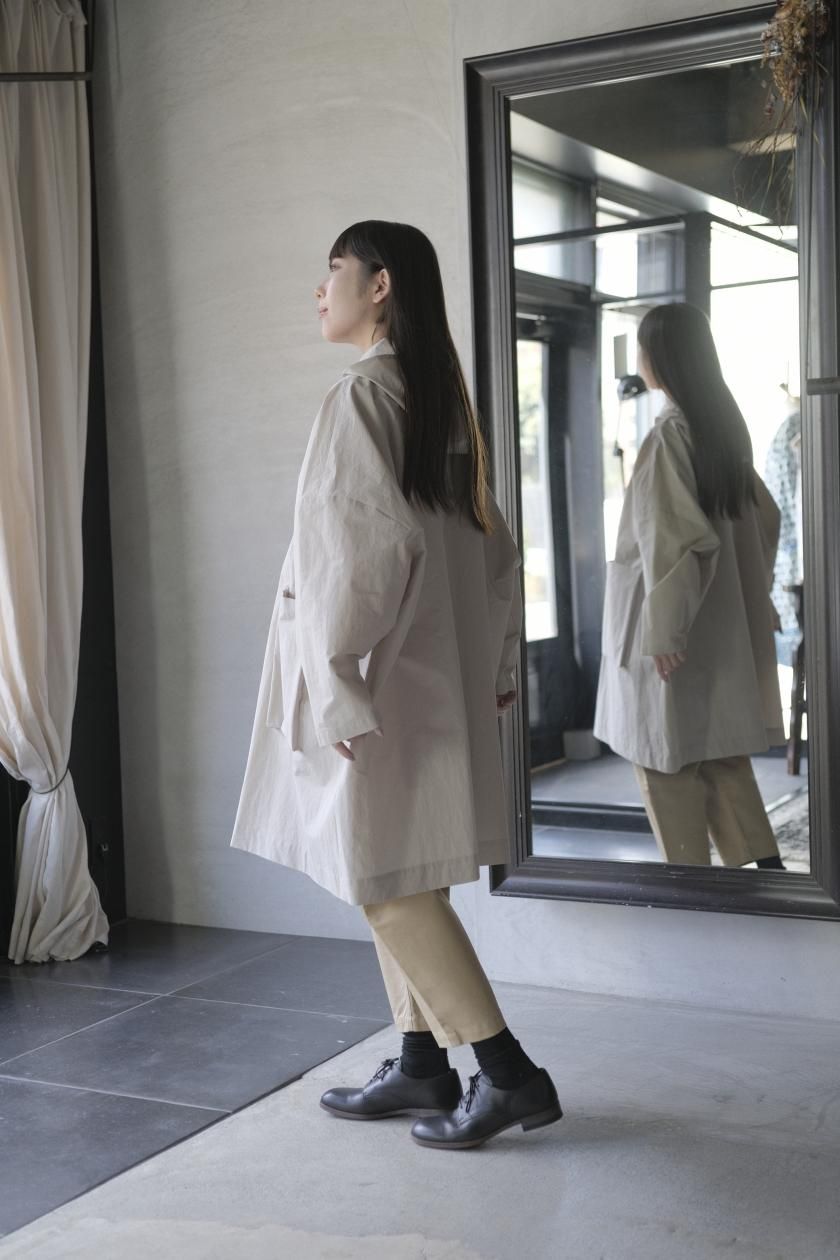 アトリエナルセ コットンナイロンタフタフーデットコート cotton nylon taffeta hooded coat / mustard - atelier naruse