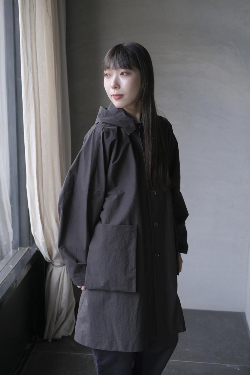cotton nylon taffeta hooded coat / mustard - atelier naruse