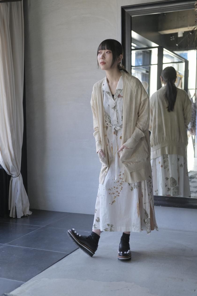 美品 gasaリネンニットロングカーディガン グレー系native villge Native Village | ニットカーディガン - c a b i n e t