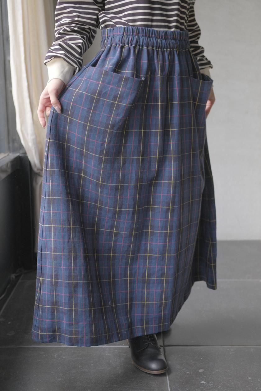 #25206 chai　チベタンスカートオーダー linen cut-in pocket skirt ～tartan check～ - atelier naruse