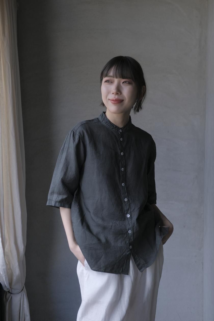 【別注】MITTAN 半袖大麻シャツ 藍×阿仙（濃）サイズ4 MITTAN | 半袖大麻シャツ - c a b i n e t O N L I N E S T O R E