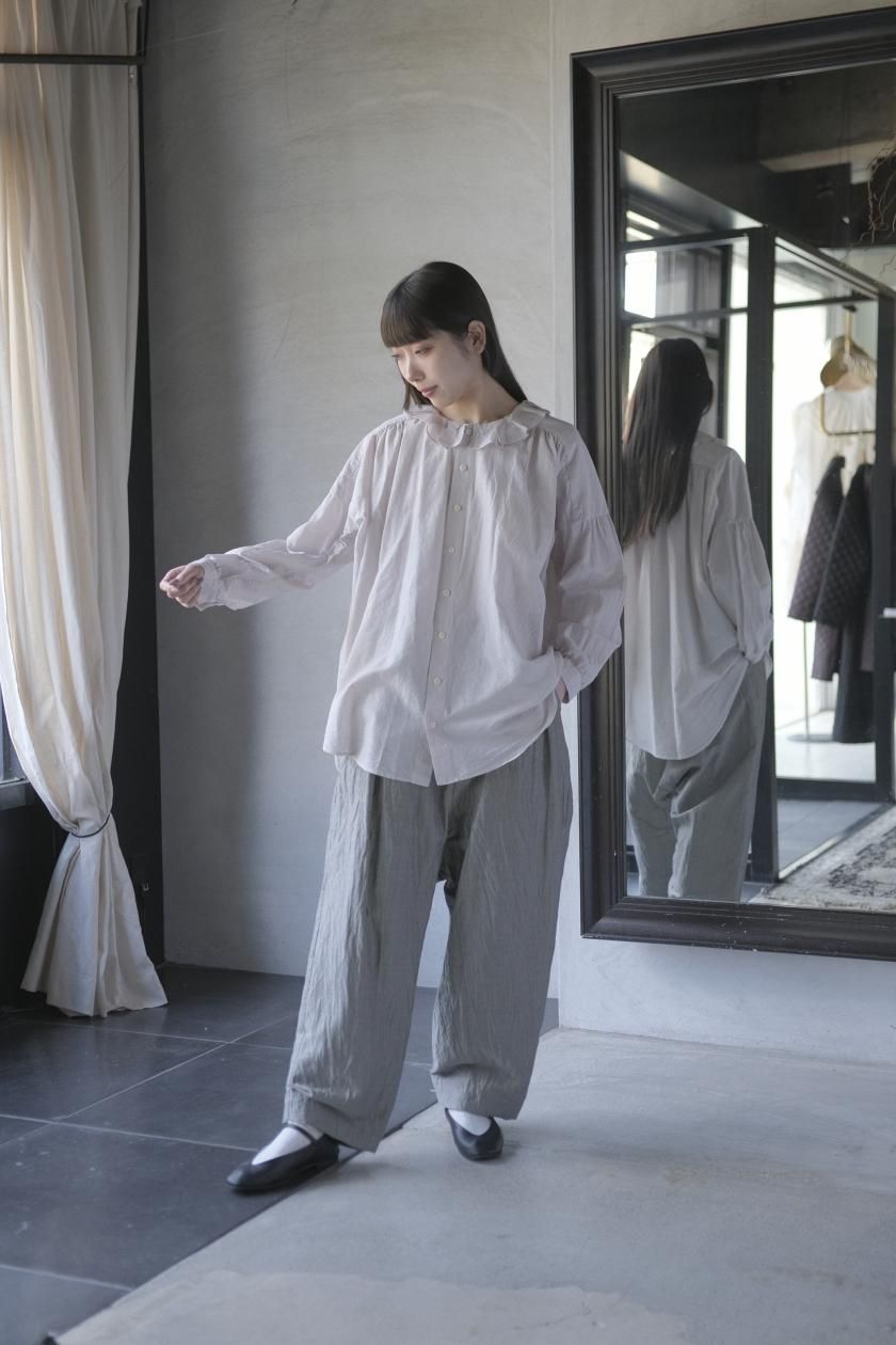 gasa*ガサフリルカラーブラウスコットンリネン