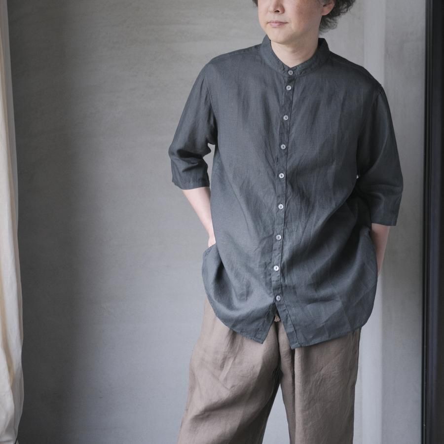 【別注】MITTAN 半袖大麻シャツ 藍×阿仙（濃）サイズ4 別注】MITTAN 半袖大麻シャツ 藍×阿仙（濃）サイズ4 - メルカリ
