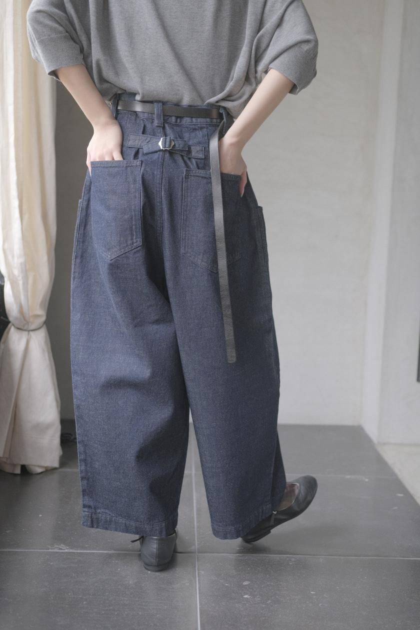 アトリエナルセ コットンデニム タックパンツ size0 atelier naruse アトリエナルセ / コットンデニムタックパンツ