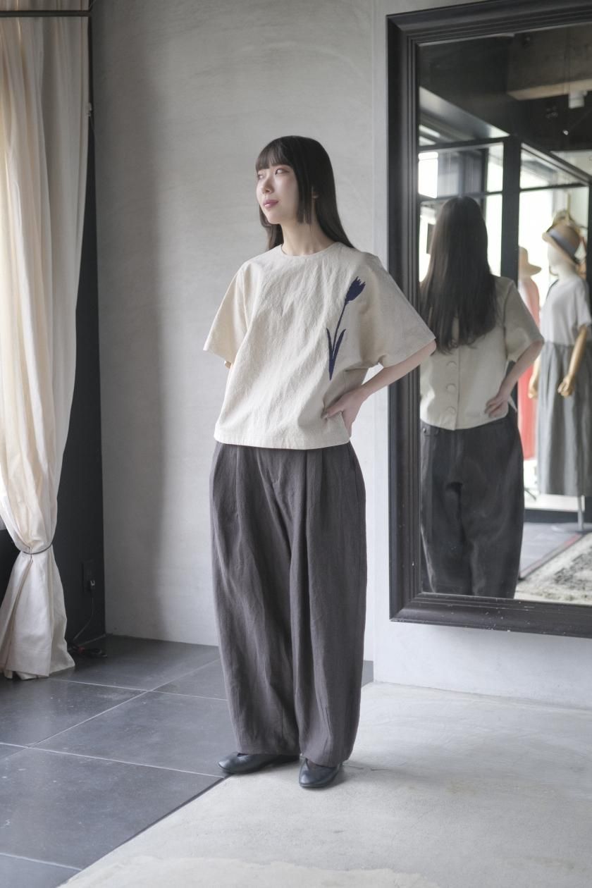 atelier naruse | コットンリネン マルチストライプ スモック