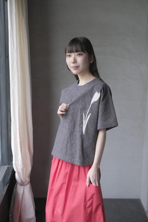 atelier naruse | コットンリネン マルチストライプ スモック atelier naruse | コットンリネン マルチストライプ スモック