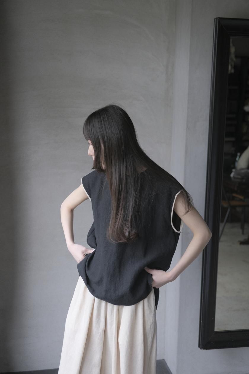 atelier naruse | コットンリネン マルチストライプ スモック