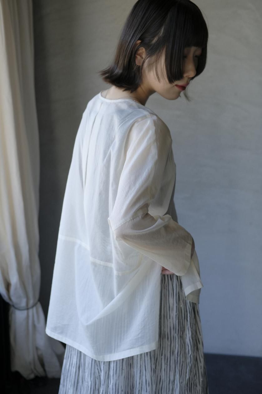 evam eva コットンハーフスリーブ　プルオーバー　アンティークホワイト evam eva | コットンプルオーバー - c a b i n e t O N L I N E