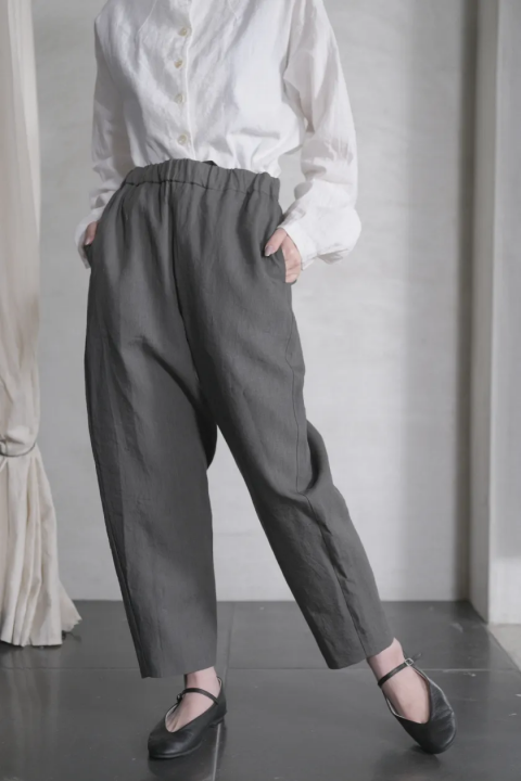 SP / 1/60LINEN /SLIM TAPERED (DIM GREEN)