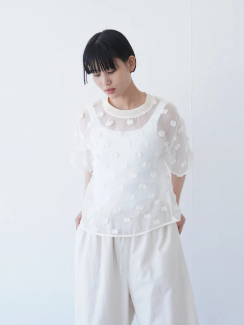 <img class='new_mark_img1' src='https://img.shop-pro.jp/img/new/icons14.gif' style='border:none;display:inline;margin:0px;padding:0px;width:auto;' />qiri / ɹdot jacquard blouseʥʥ