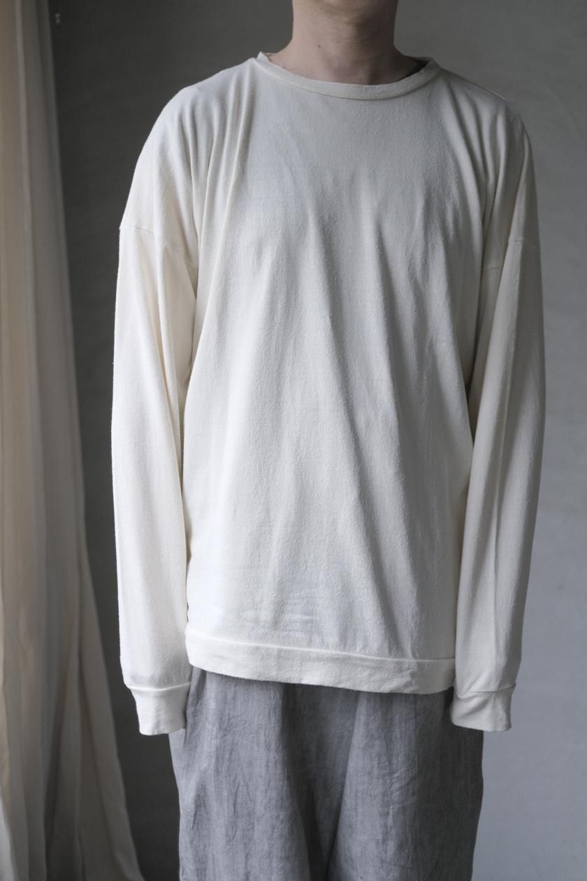 【美品】MITTAN 強撚絹紬糸ワイド長袖 サイズ4 生成 ユニセックス MITTAN T-10 強撚絹紬糸ワイド長袖 濃紺 送料無料