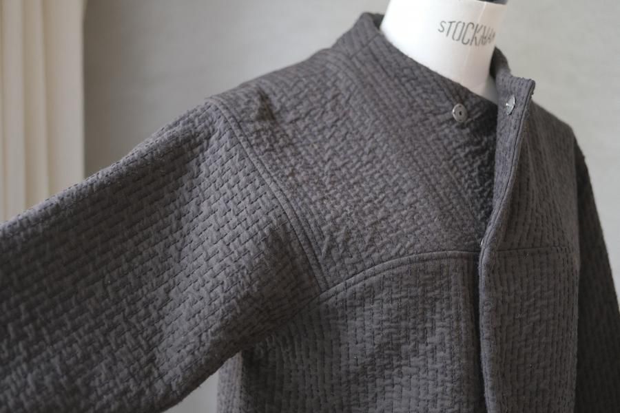 MITTAN 中わた刺し子織ジャケット 黒茶 サイズ3 MITTAN 中わた刺し子織ジャケット 黒茶 送料無料