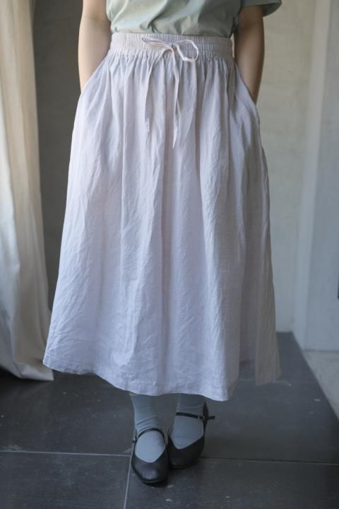 atelier naruse / linen gather skirtlight beige