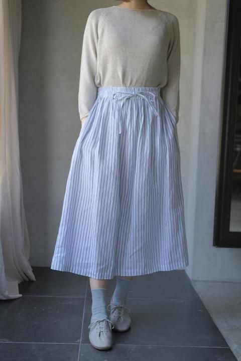 atelier naruse / linen gather skirtstripe