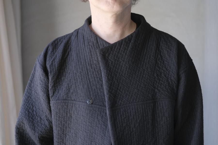 MITTAN　リネンコットンミディアムジャケット　羽織　BLACK MITTAN | 中わた刺し子織ジャケット - c a b i n e t
