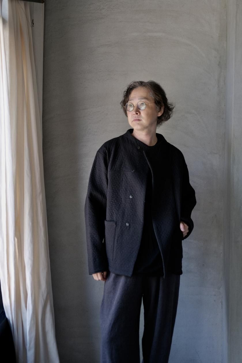 MITTAN 中わた刺し子織ジャケット 黒茶 サイズ3 MITTAN 中わた刺し子織ジャケット 黒茶 送料無料