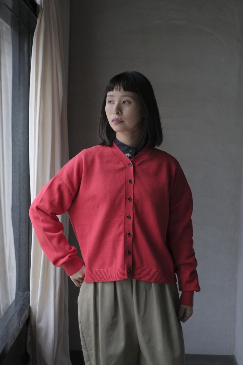 atelier naruse コットンウール ビッグカーディガン 赤 cotton wool big cardigan - atelier naruse｜Online store｜the an