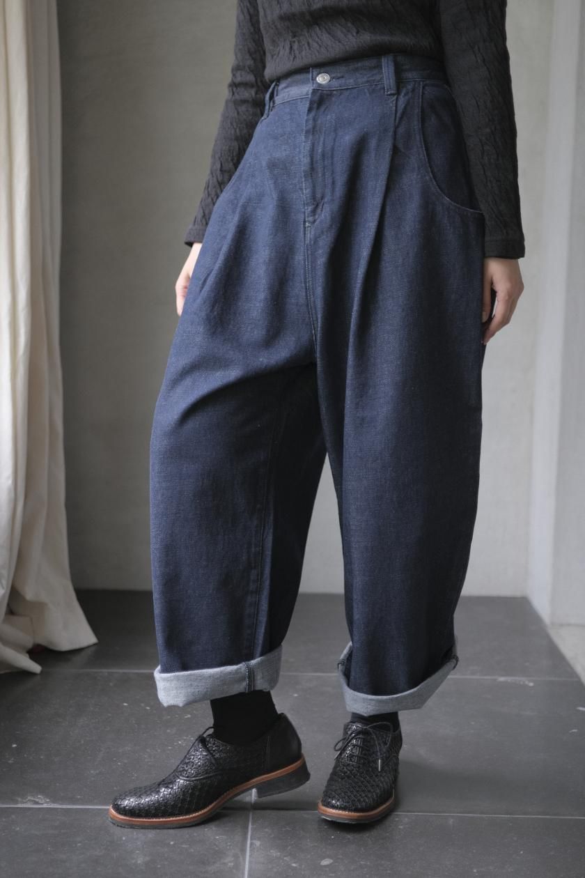 アトリエナルセ コットンデニム タックパンツ size0 cotton denim tuck pants - atelier naruse｜Online store｜the an