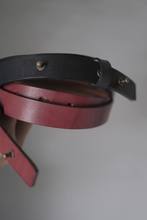 atelier naruse / giboshi middle belt &#12316;dyed veg-tan leather&#12316;burgundy & black