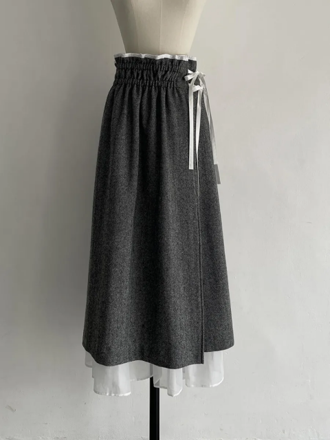 H&#233;riter / wool herringbone skirt gray