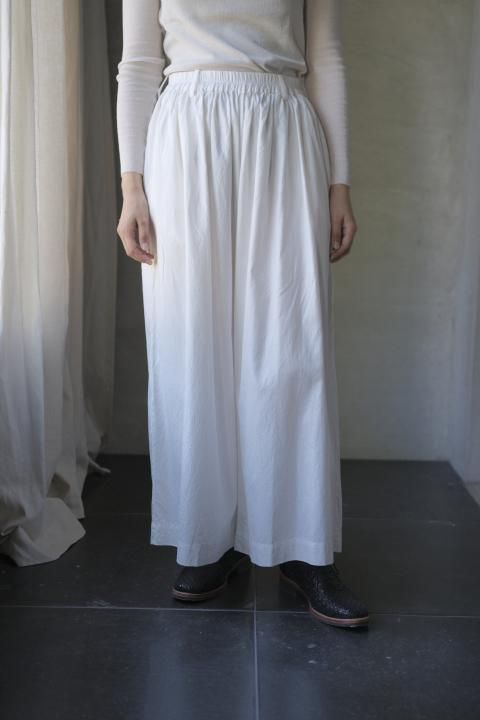 SP / LINEN COTTON / FINE COTTON OXFORD/WIDE GATHER TROUSERVintage White