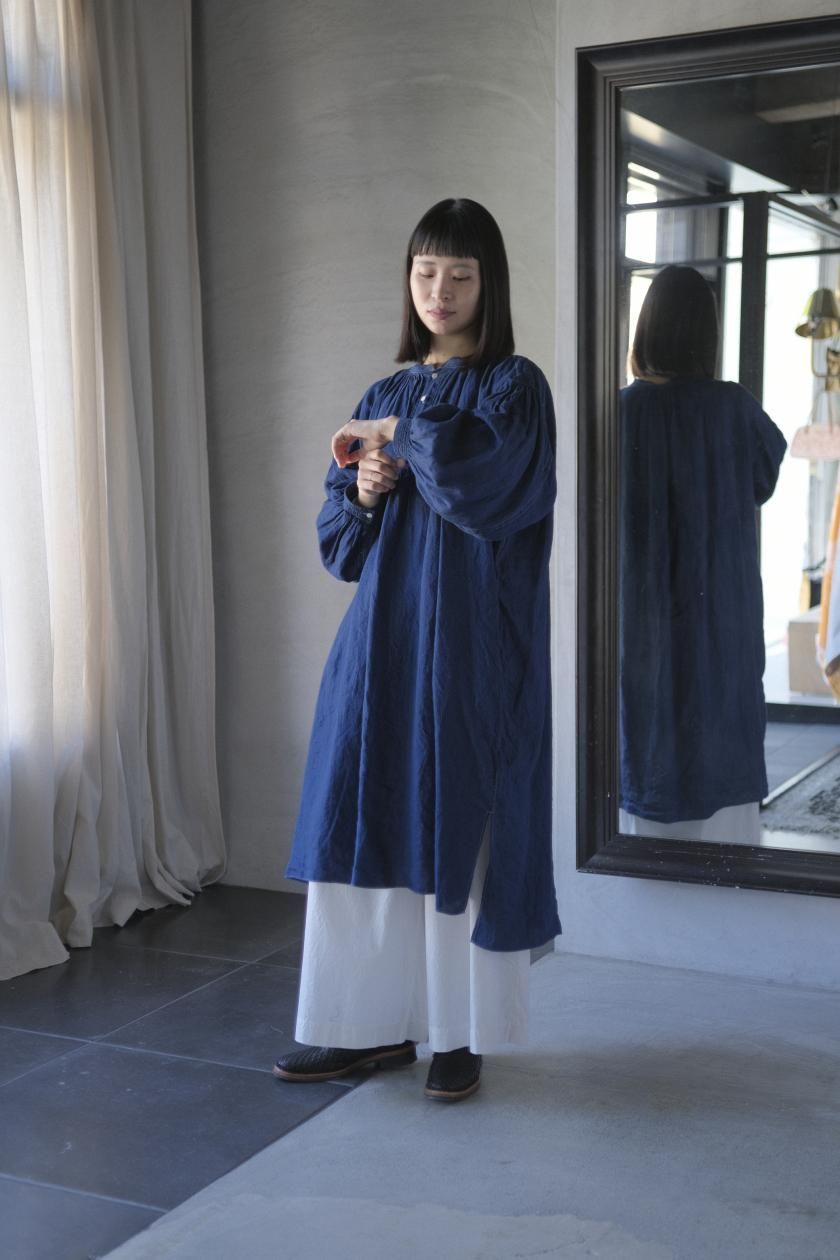 未使用【Antiquités noir 】インディゴ リネンリボンワンピース ŠP | インディゴリネンワンピース - c a b i n e t O N L I N E