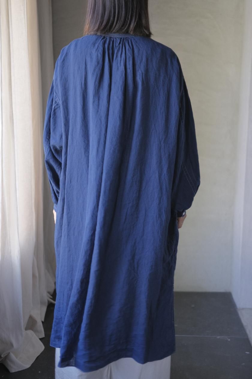 未使用【Antiquités noir 】インディゴ リネンリボンワンピース ichi Antiquites noir インディゴリネンリボンワンピース
