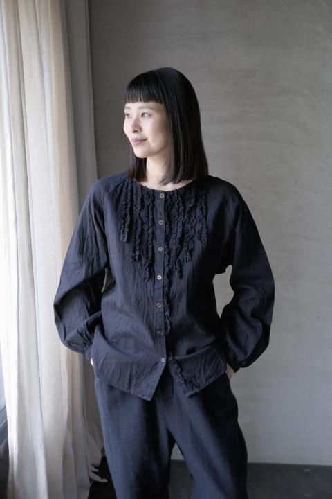 GUPTIHA / Hand Span Cotton Linen (Black & Off White)