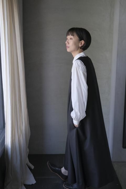 SP / CLASSIC FINE WOOL/NO SLEEVE ONEPIECE  ( Black )