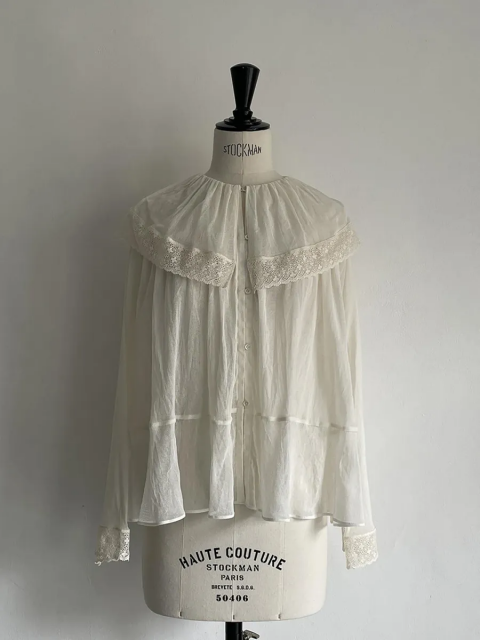 H&#233;riter / cotton tulle blouse  ivory 졼