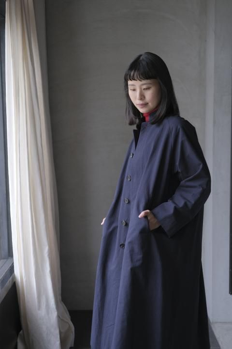 <img class='new_mark_img1' src='https://img.shop-pro.jp/img/new/icons14.gif' style='border:none;display:inline;margin:0px;padding:0px;width:auto;' />atelier naruse / cotton hemp stand collar coatnavy
