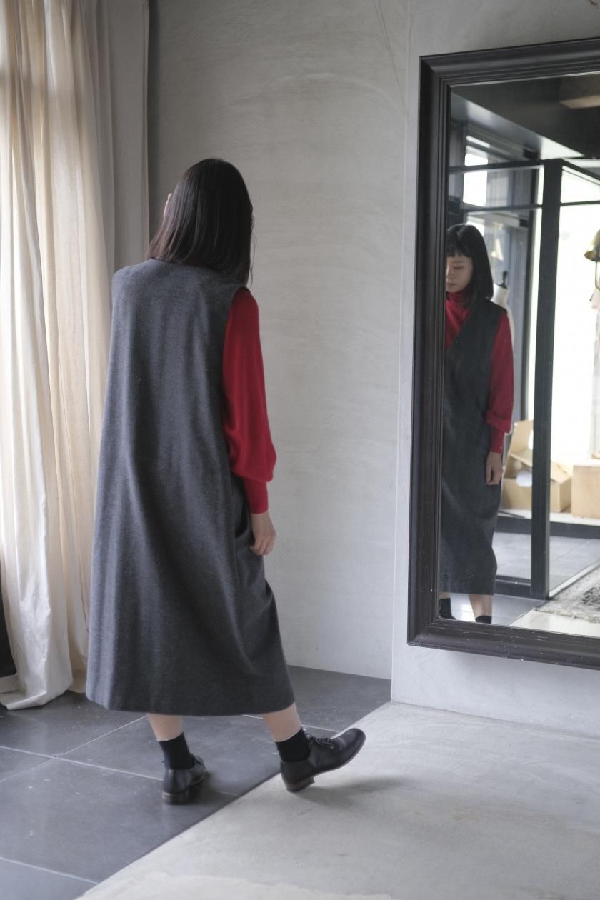 atelier naruse vest (Gray) タグ付き　新品 atelier naruse アトリエナルセ / コットンバイカラーフレンチニット