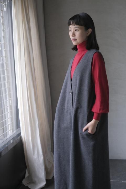 atelier naruse / cotton wool herringbone jumper skirtgray