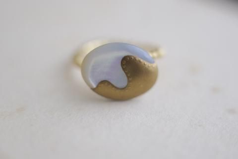 Classic ko / Melt oval gold dot-line ring(brass/K18GP) ե꡼