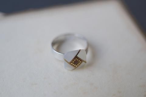 Classic ko / Deco Rose fiat-ring white (brass/RH.P) ե꡼