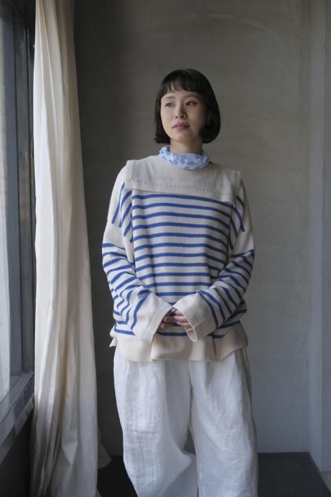 <img class='new_mark_img1' src='https://img.shop-pro.jp/img/new/icons14.gif' style='border:none;display:inline;margin:0px;padding:0px;width:auto;' />TOWAVASE / maison de montagne / Basque (Х) / pullover Bivory  blue