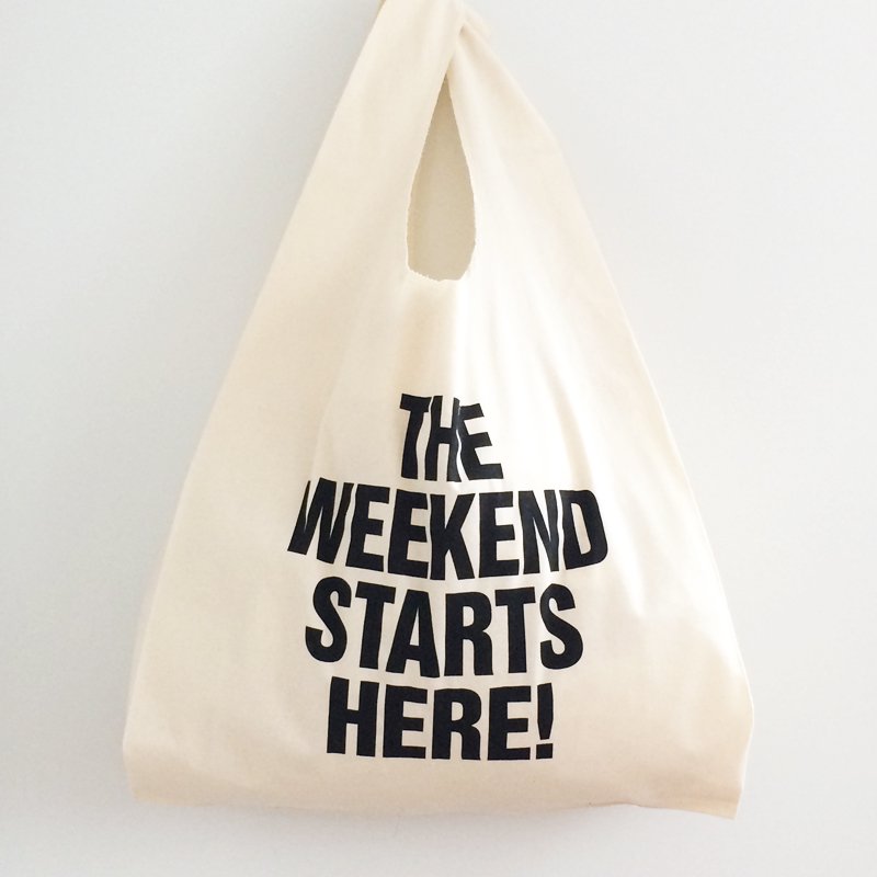 POP GEAR “THE WEEKEND STARTS HERE!” ウィークエンド マルシェバッグ - 英国・EU直輸入MODクロージング  DoiN' THe MoD | モッズファッション通販・Pop Gear Tシャツ企画・Ben Sherman正規取扱店