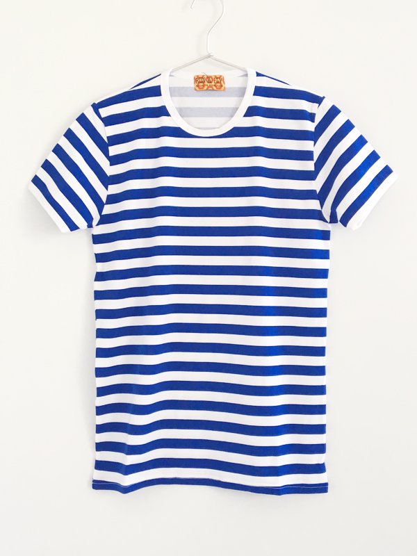 英国製 スリムフィット ボーダーTシャツ〈ブルー＆ホワイト〉 - 英国直輸入MODクロージング・60s POP Tシャツ『DoiN' THe  MoD』オンラインモッズショップ