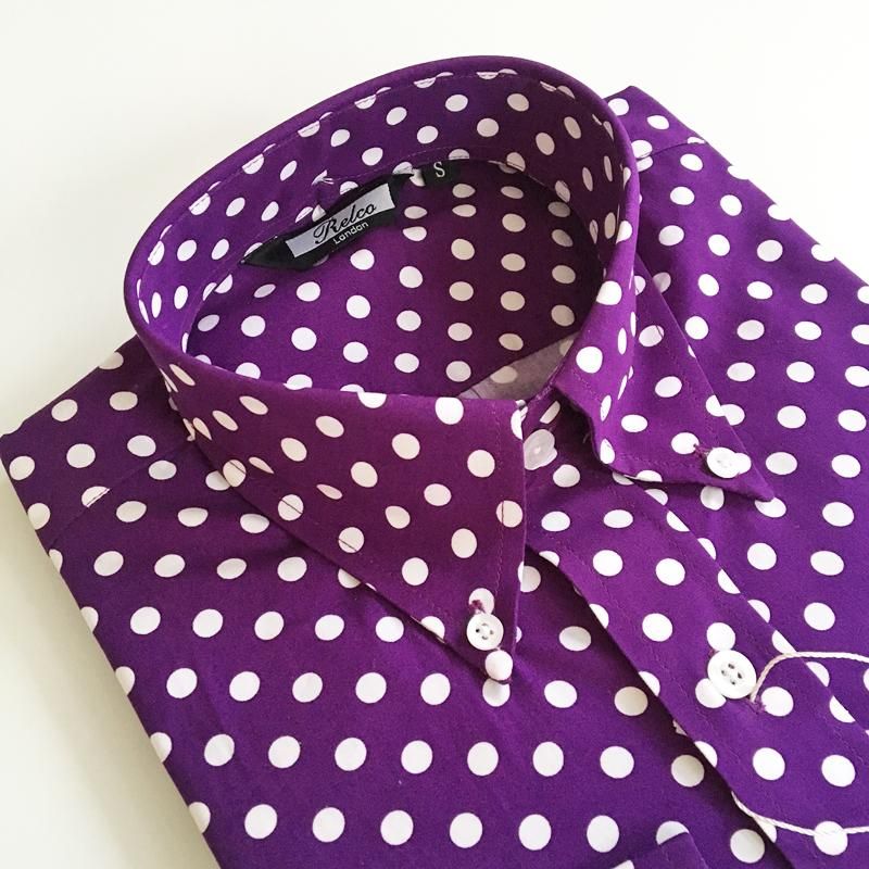 RELCO レルコ ポルカドット ボタンダウンシャツ〈パープル〉 - 英国直