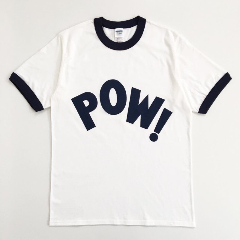 POP GEAR キース・ムーン “POW!” リンガーTシャツ〈ホワイト／ネイビー〉 - 英国直輸入MODクロージング・60s POP  Tシャツ『DoiN' THe MoD』オンラインモッズショップ