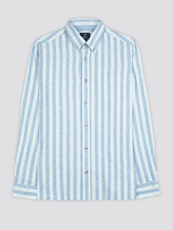 BEN SHERMAN ベンシャーマン リネン キャンディストライプ ボタン